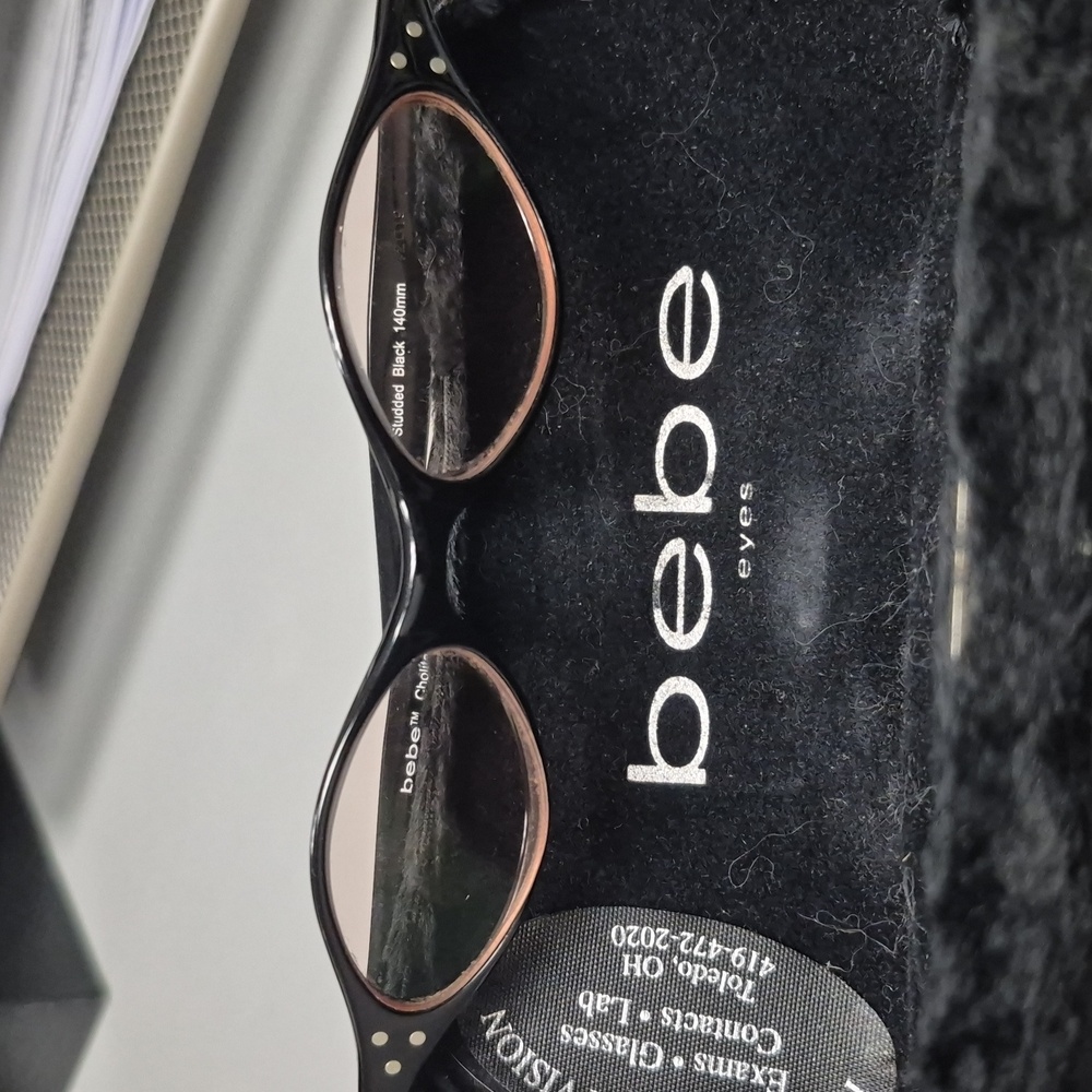 Bebe Black Studded Cholita Frames with Sunglasses Clip & Case